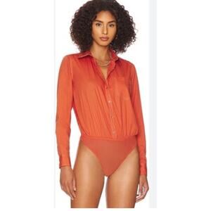 Intimately Free Peope Power Move Bodysuit Small in Orange
